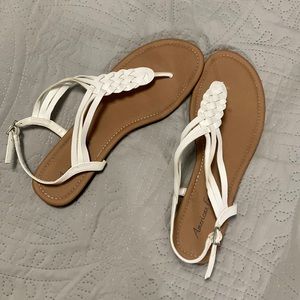 White American eagle braided sandals